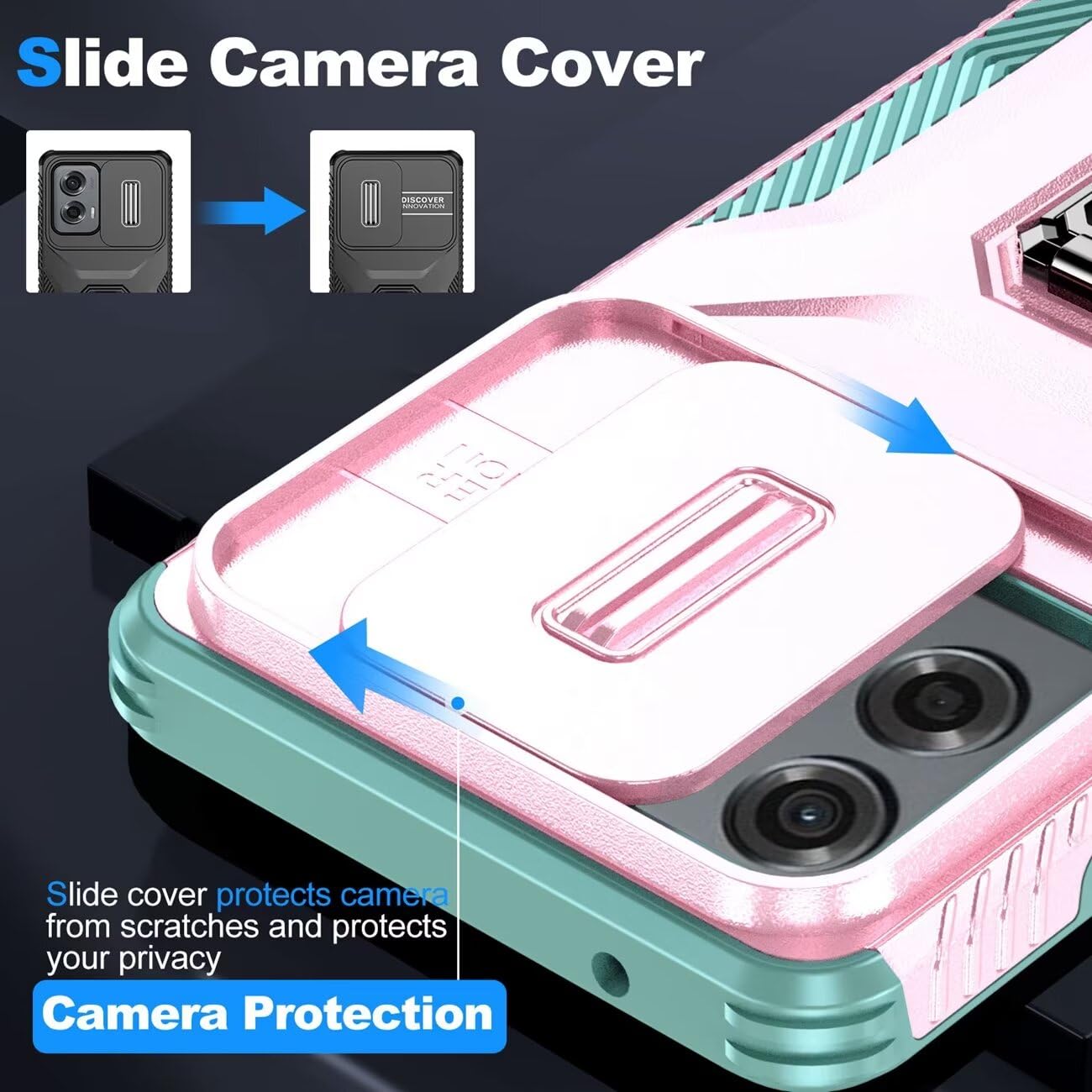 Wanyuexes Case For Motorola Moto G Stylus 5G 2024 Case With Tempered Glass Screen Protector And Slide Camera Cover, Rotated Ring